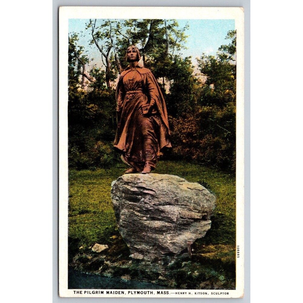 Postcard Massachusetts Plymouth Pilgrim Maiden Statue Unposted c1920s Kitson MA
